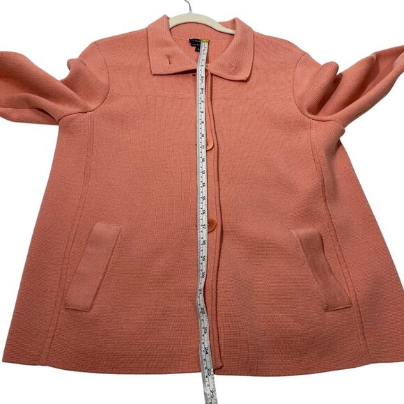 Talbots Merino Wool Button-Down Cardigan Jacket In Peach Size L - Picture 7 of 8